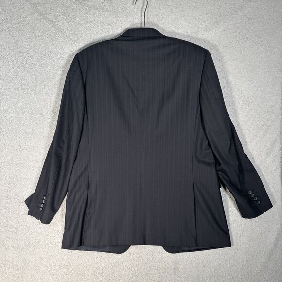 Canali Blazer Suit Jacket Men’s Size 46R Black Gray Stripes Super 200s Harrods - Picture 15 of 16